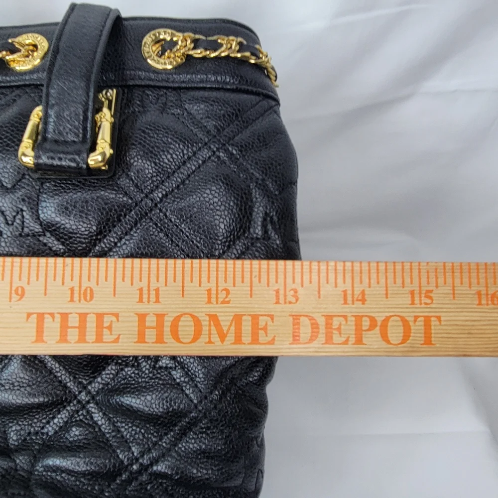 Metrocity Luxury Brand Black Quilted Tote‎ Bag with Gold Accents